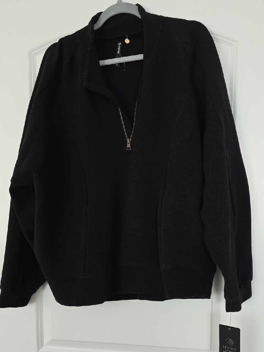 Black Quarter-Zip Pullover Sweatshirt